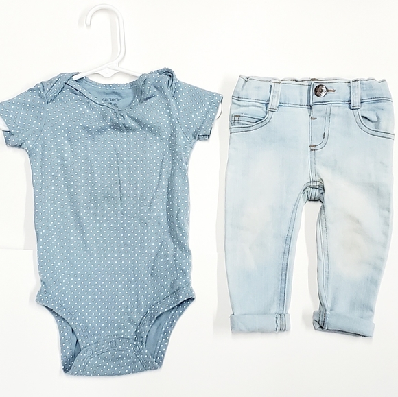 None Other - Baby Girls Onsie & Kakhi Pants Bundle